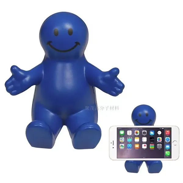 Man Smiling Face PU Stress Relief Ball And Phone Holder