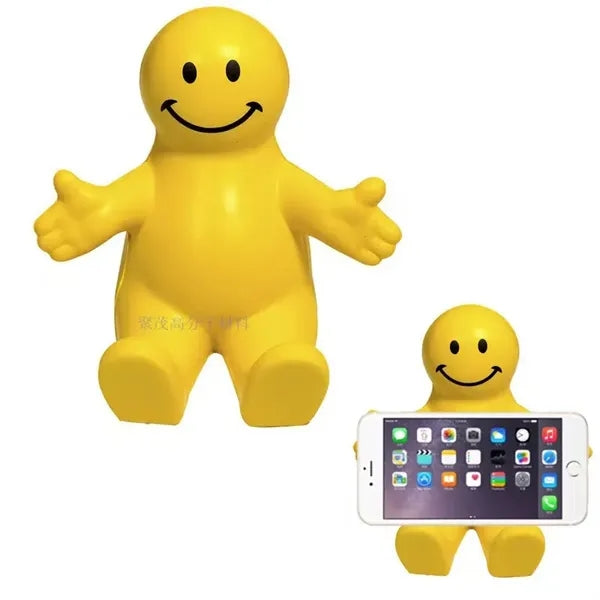 Man Smiling Face PU Stress Relief Ball And Phone Holder