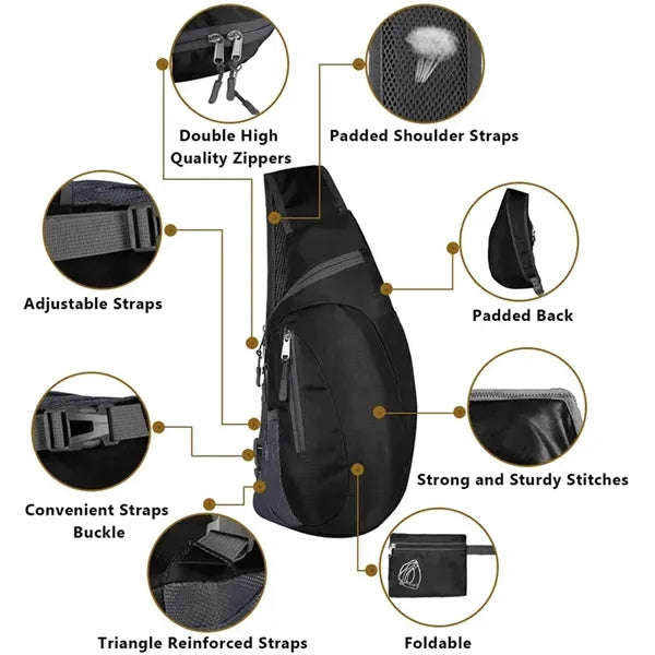 Foldable Sling Bags Shoulder Backpack Small Cross Body Pack