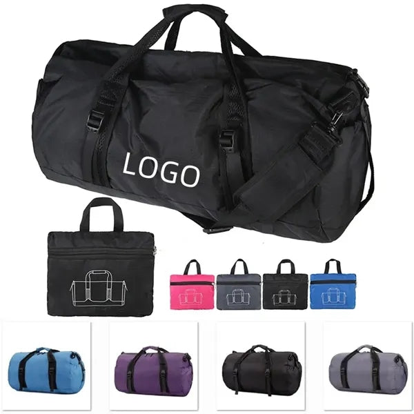 Cylindrical Duffel Bags Foldable Fitness Gym Tote Sport
