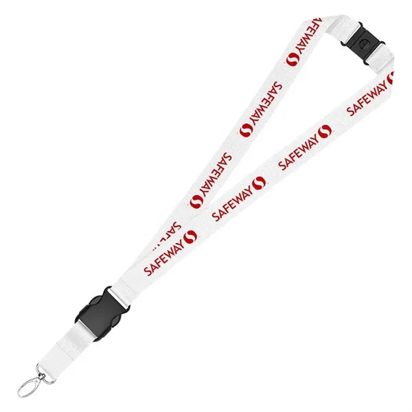 1" Eco Friendly rPET Lanyard w/ Buckle and Safety Breakaway