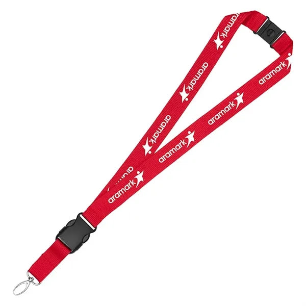 1" Eco Friendly rPET Lanyard w/ Buckle and Safety Breakaway