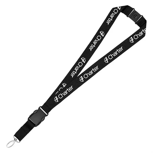 1" Eco Friendly rPET Lanyard w/ Buckle and Safety Breakaway