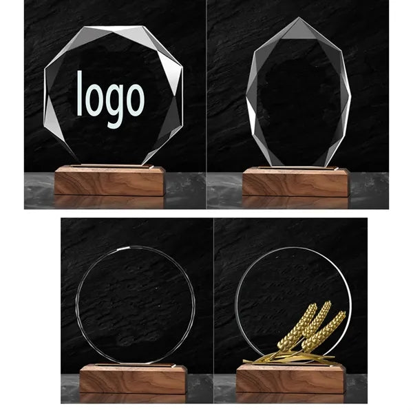 Engraved Crystal and Wood Awards Teachers Retirement