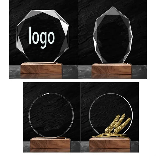 Engraved Crystal and Wood Awards Teachers Retirement