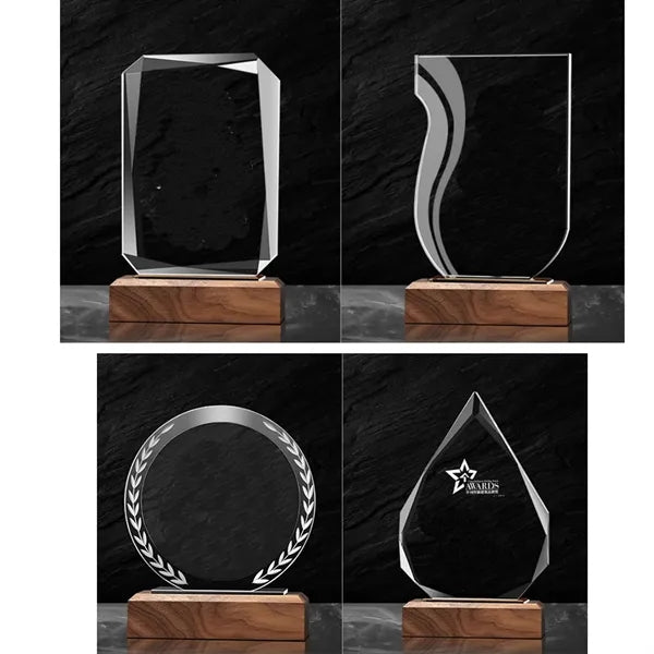 Engraved Crystal and Wood Awards Teachers Retirement