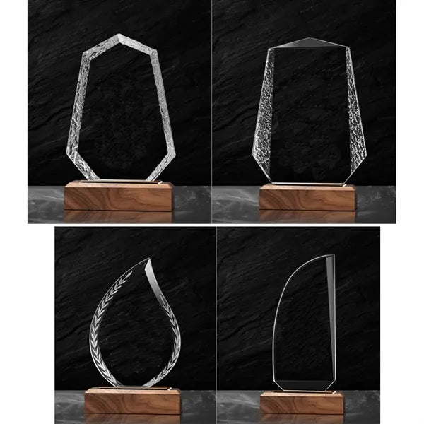 Engraved Crystal and Wood Awards Teachers Retirement
