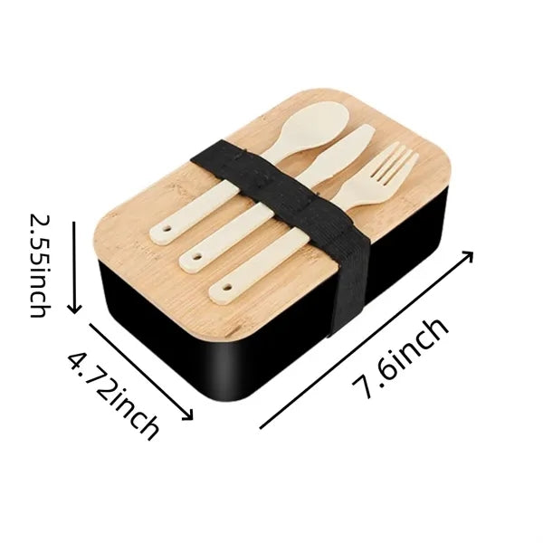 Plastic lunch Box Set with Bamboo Lid