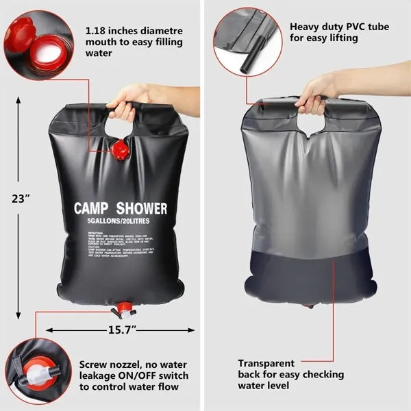 Portable 5 Gallons/20L Camping Solar Shower Bag