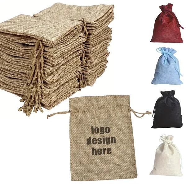 Stylish Burlap Bags Jewelry With Drawstring
