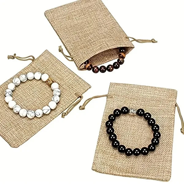 Stylish Burlap Bags Jewelry With Drawstring