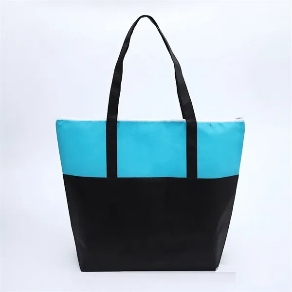 Two Tone Nonwoven Zippered Tote Bags 13x16"