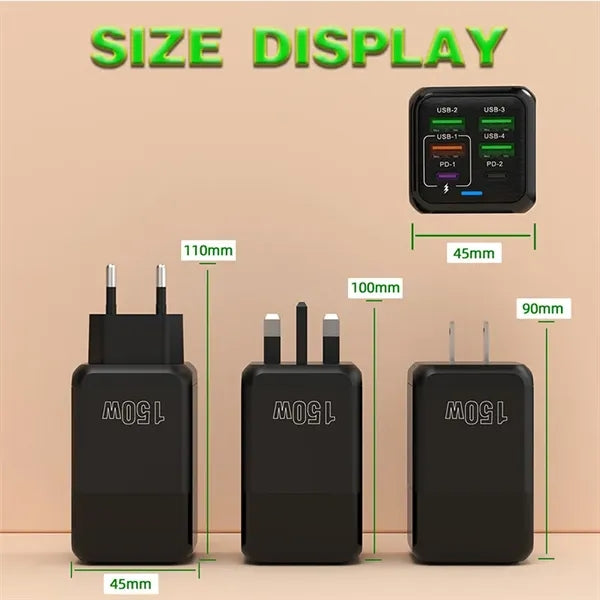 150W 4USB+2PD Multi-Port Fast Charger