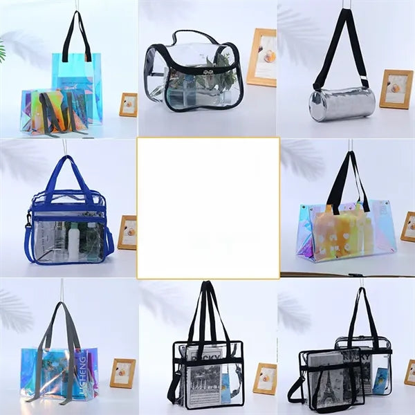 Clear Zip Top Box Tote Bag