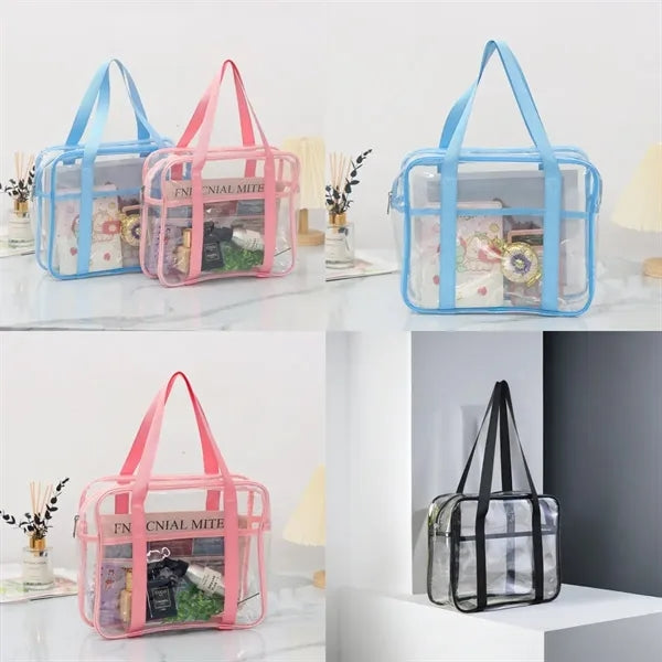 Clear Zip Top Box Tote Bag