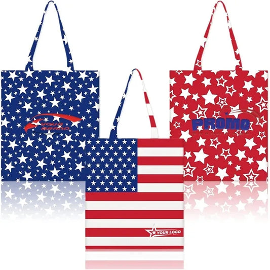Independence Day Patriotic Canvas Grocery Shopping Tote Bags