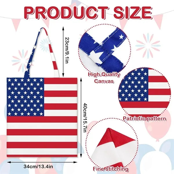 Independence Day Patriotic Canvas Grocery Shopping Tote Bags
