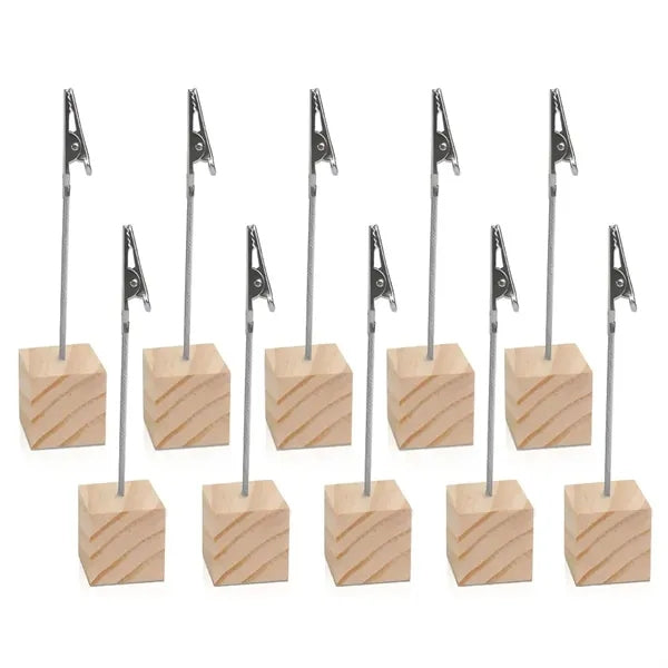 Sign Holder With Alligator Clip And Wood Base