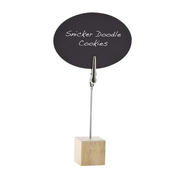 Sign Holder With Alligator Clip And Wood Base