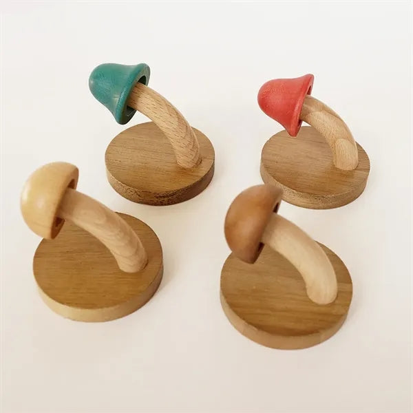 Natural Wooden Wall Hooks Mashroom Shape