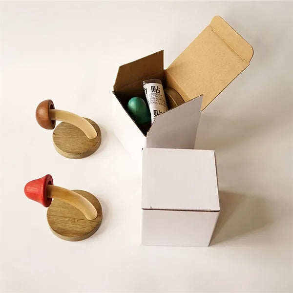 Natural Wooden Wall Hooks Mashroom Shape