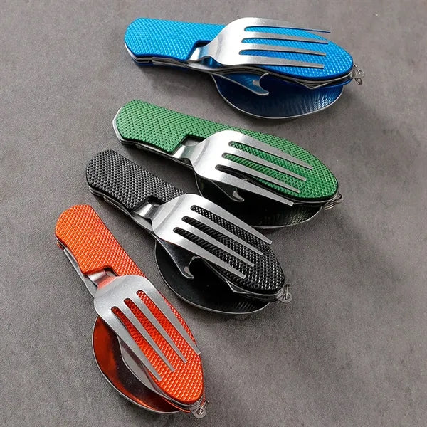 3 In 1 Foldable Camping Cutlery Fork Spoon Set