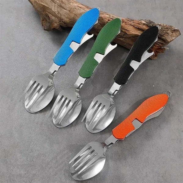 3 In 1 Foldable Camping Cutlery Fork Spoon Set