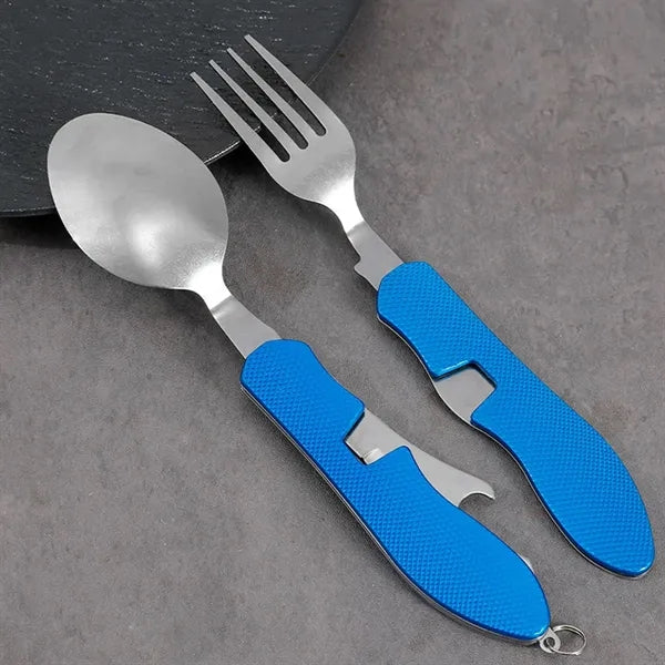 3 In 1 Foldable Camping Cutlery Fork Spoon Set
