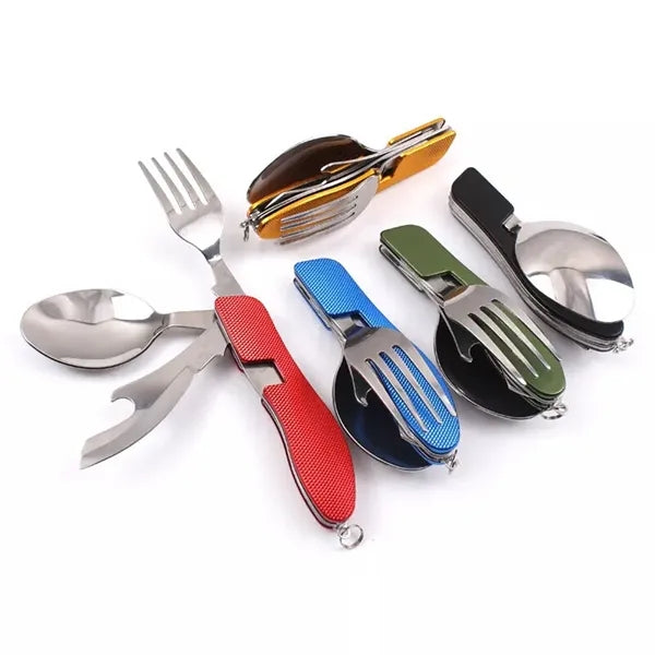 3 In 1 Foldable Camping Cutlery Fork Spoon Set