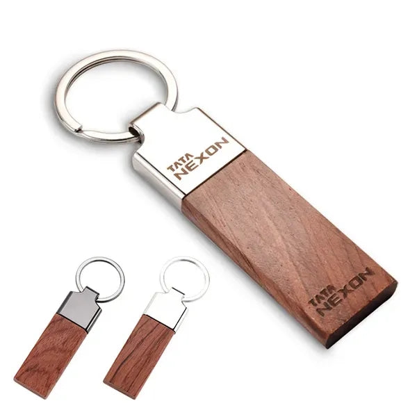 Engraved Belmont Wood Key Chain