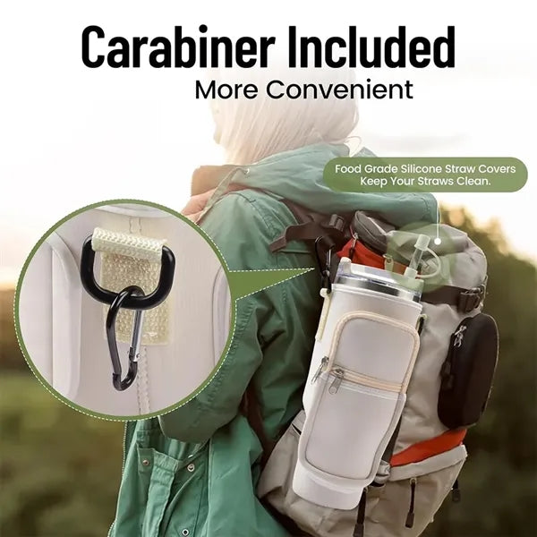 Water Bottle Carrier Bag With Phone Pocket For 40Oz Tumbler