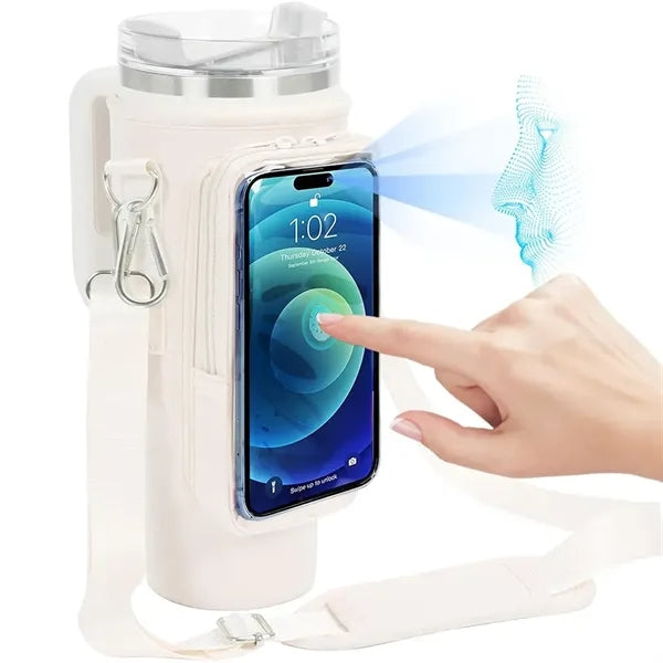 Water Bottle Carrier Bag With Strap And Clear Phone Pocket F