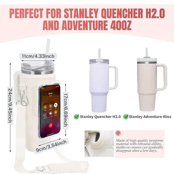 Water Bottle Carrier Bag With Strap And Clear Phone Pocket F