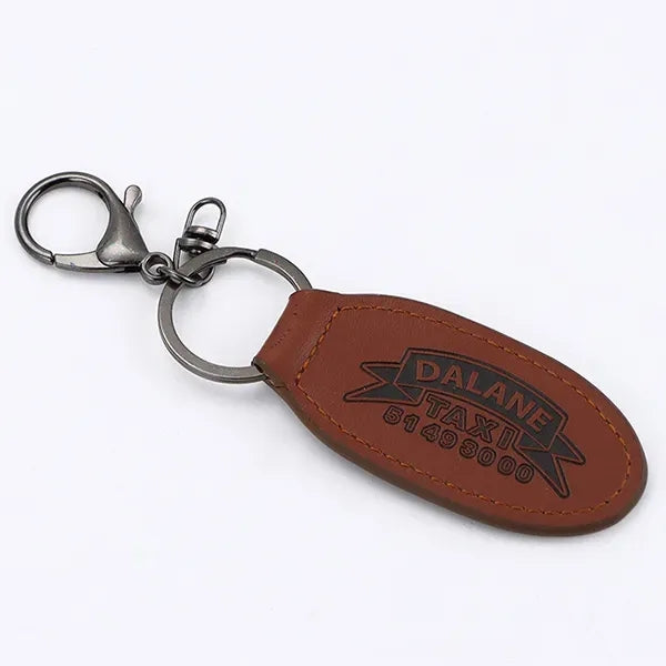 Oval shaped Leather Keyring