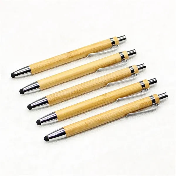 Bamboo Ballpoint Pens 2-in-1 Stylus Tip
