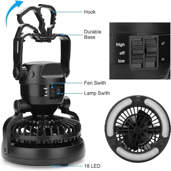 Portable LED Camping Lantern With Ceiling Fan