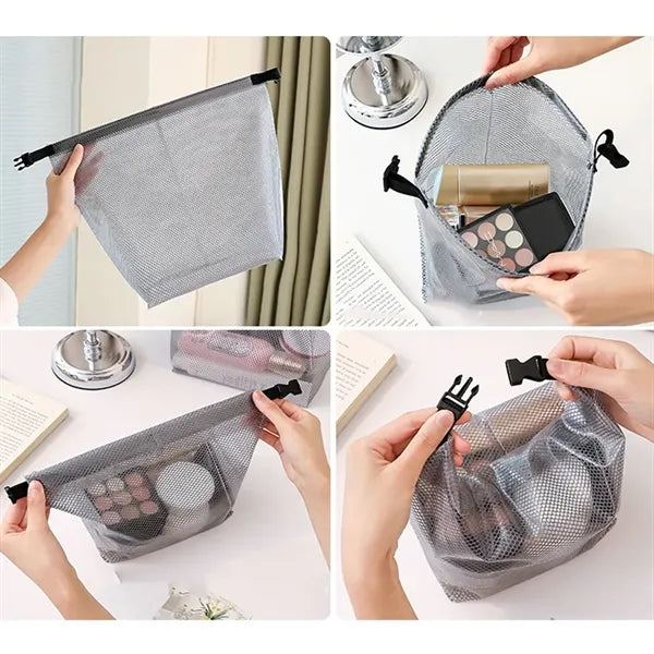 10'' Large Clear Cosmetics Bag With Sealable Velcro Closure
