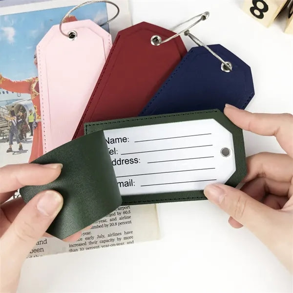 PU Leather Luggage Tag with Metal Ring