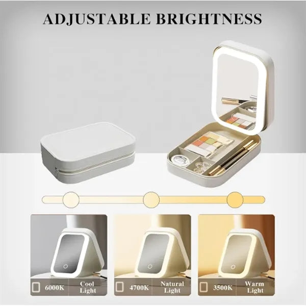 Travel Makeup Bag with LED Mirror