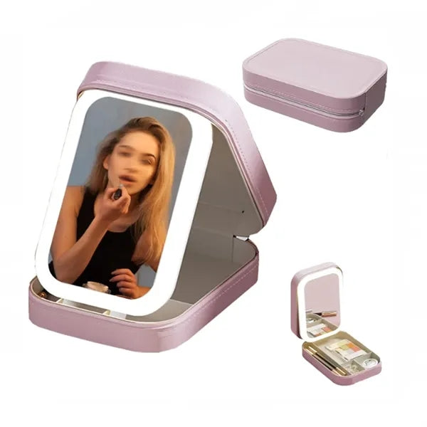 Travel Makeup Bag with LED Mirror