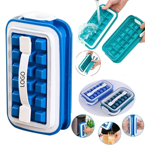 2 in 1 Portable Ice Cube Tray Mold With Lid & 36 Grid