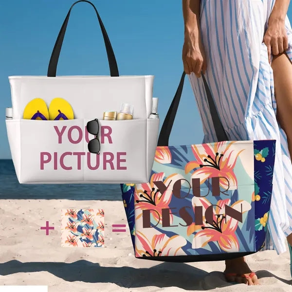 Bridesmaid Beach Bags Tote W/ Zipper Girls Trip Gifts