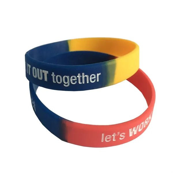 Multi-color Segment Silicone Bracelets 8" L x 1/2" W