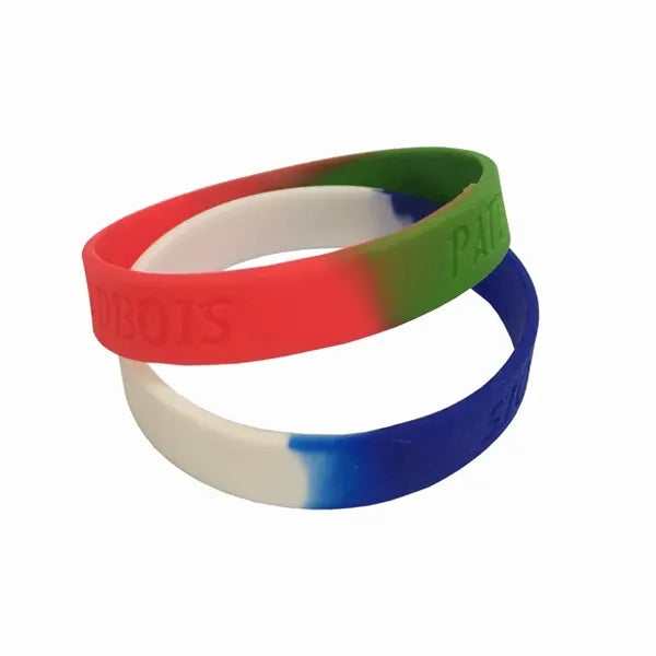 Multi-color Segment Silicone Bracelets 8" L x 1/2" W