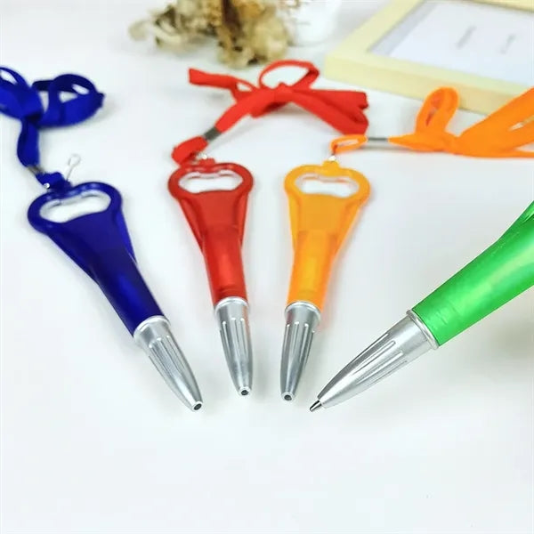 3-in-1 ABS Alloy Ballpoint Pen w/Bottle Opener & Lanyard