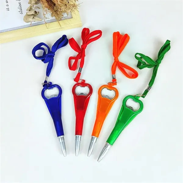 3-in-1 ABS Alloy Ballpoint Pen w/Bottle Opener & Lanyard