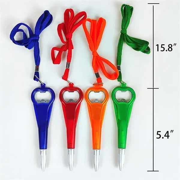 3-in-1 ABS Alloy Ballpoint Pen w/Bottle Opener & Lanyard