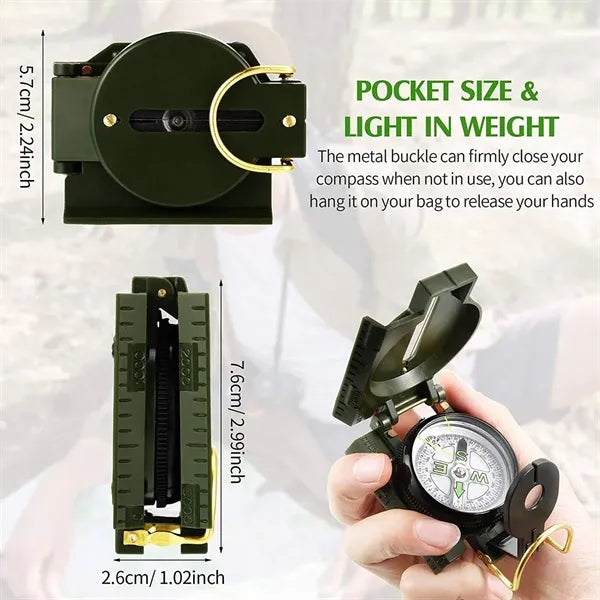 Folding Army Compass Survival Waterproof Surveying Lanyard