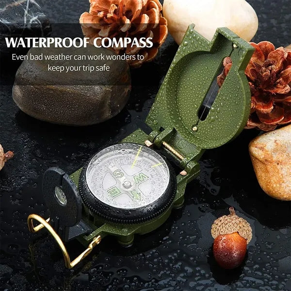 Folding Army Compass Survival Waterproof Surveying Lanyard