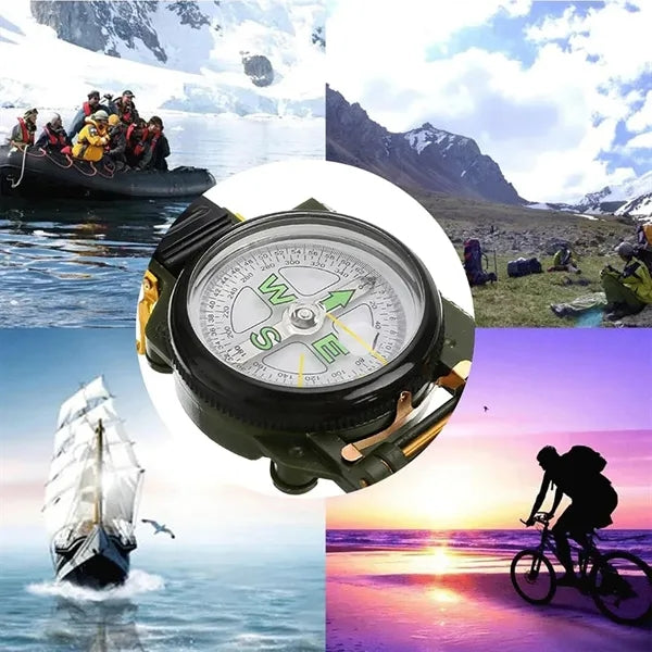 Folding Army Compass Survival Waterproof Surveying Lanyard